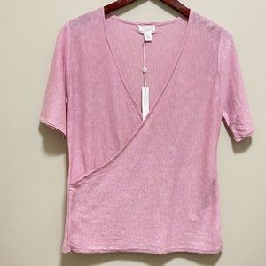 C.A.S.L.O.N Faux Wrap Short Sleeve Sweater top